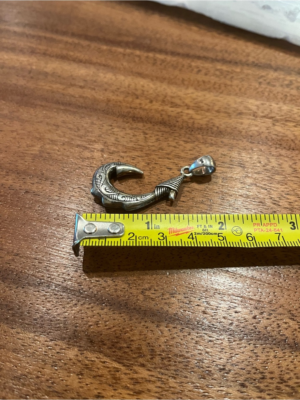 Sterling Silver Fish Hook Pendant - Men Accessories - Picture 3 of 5